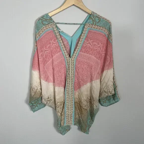 Rose & Olive Pink and Teal Women's Top - Picture 7 of 8